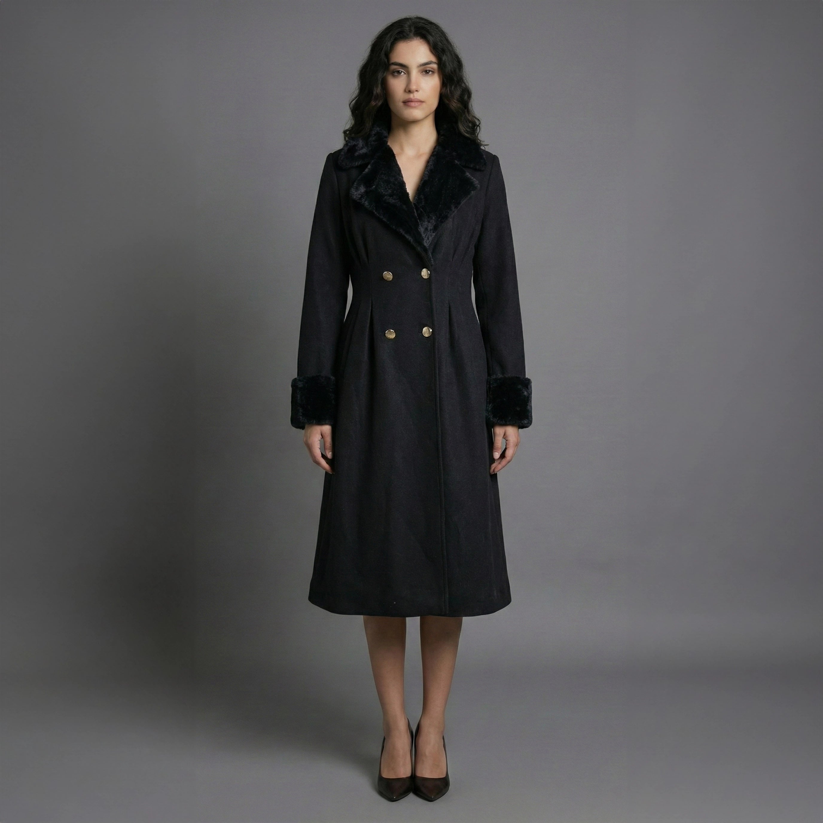 Erinza Fur Coat – معطف شتوي مبطن بفرو ناعم | أناقة ودفء