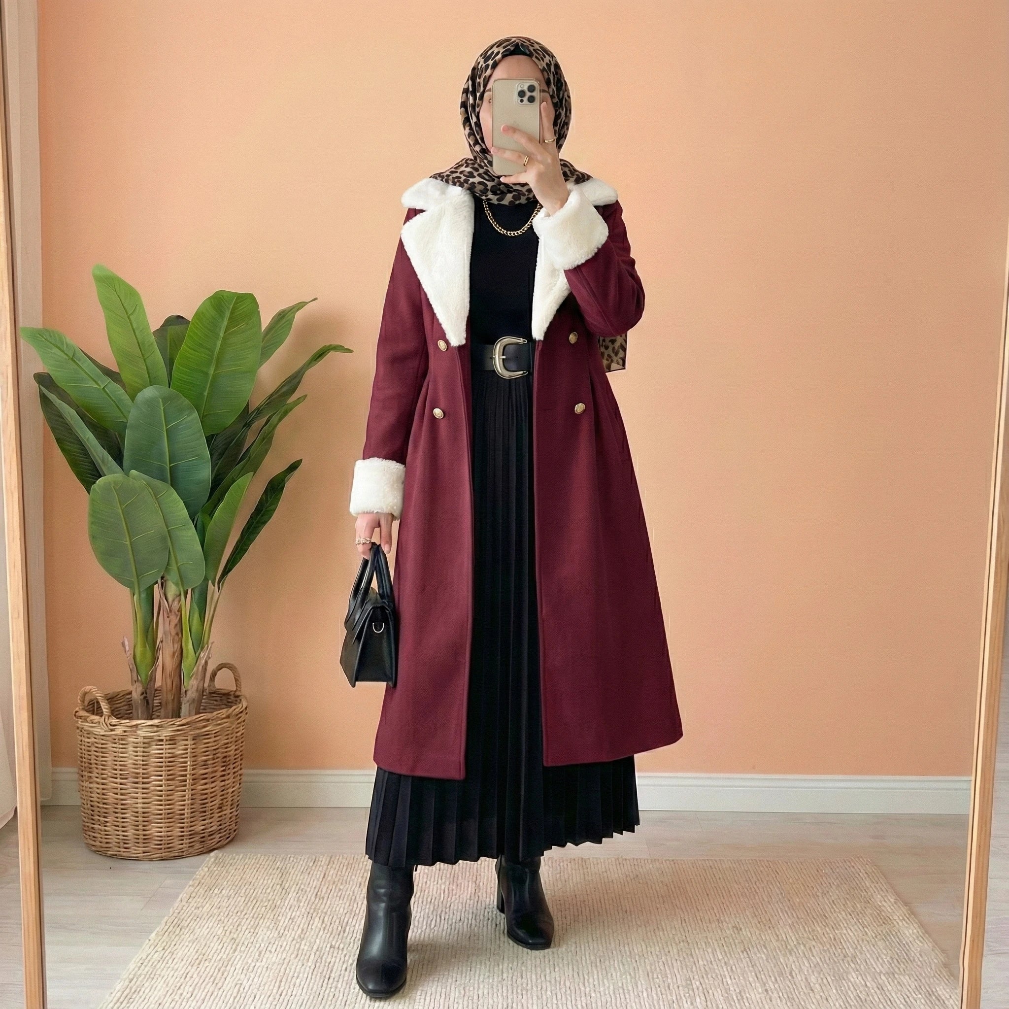 Erinza Fur Coat – معطف شتوي مبطن بفرو ناعم | أناقة ودفء